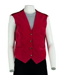 Ladies Red Half Skin Suede Fitted Waistcoat: Vita