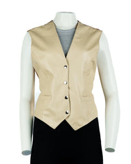 Ladies Warm Stone Half Skin Leather Fitted Waistcoat: Vita
