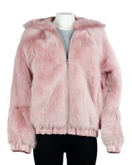 Ladies Pink Toscana Sheepskin Hooded Coat: Glenda
