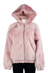 Ladies Pink Toscana Sheepskin Hooded Coat: Glenda