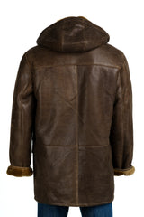 Men's Antique Camel Sheepskin Duffle Coat: Patrizio