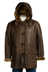 Men's Antique Camel Sheepskin Duffle Coat: Patrizio