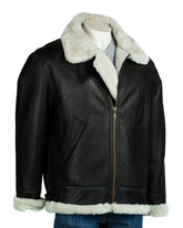 Men's Brown and Cream B3 Style Vertical Zip Sheepskin Aviator Pilot Flight Jacket: Liberaci with Trim(Copy)