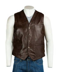 Men's Nevada Brown Full Leather Tailored Waistcoat: Charley