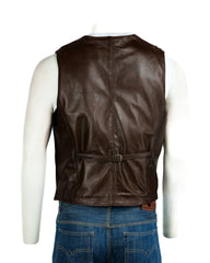 Men's Nevada Brown Full Leather Tailored Waistcoat: Charley