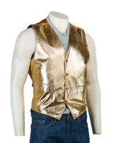 Men's Gold Half Skin Leather Waistcoat: Vito