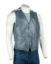 Men's Grey Half Skin Leather Waistcoat: Vito