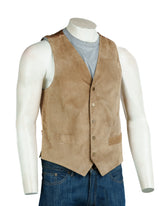 Men's Beige Half Skin Suede Waistcoat: Vito
