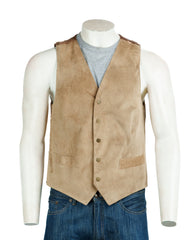 Men's Beige Half Skin Suede Waistcoat: Vito