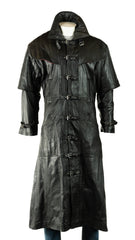 Men's Black Full Length Leather Duster Coat: Hugo