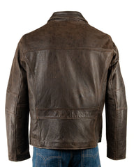 Men's Cow Hide Antique Brown Harrington Style Jacket: Philip