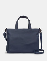 Yoshi - Hampton Navy Leather Grab Bag with Detachable Shoulder Strap