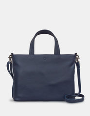 Yoshi - Hampton Navy Leather Grab Bag with Detachable Shoulder Strap