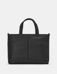 Yoshi - Bookworm Library Black Leather Grab Bag with Detachable Shoulder Strap