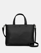 Yoshi - Hampton Black Leather Grab Bag with Detachable Shoulder Strap