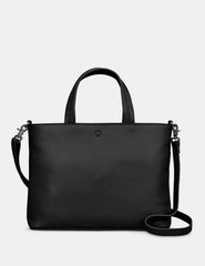 Yoshi - Hampton Black Leather Grab Bag with Detachable Shoulder Strap
