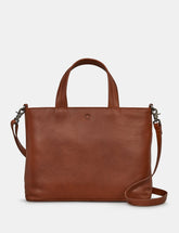 Yoshi - Hampton Brown Leather Grab Bag with Detachable Shoulder Strap