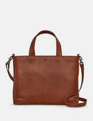 Yoshi - Hampton Brown Leather Grab Bag with Detachable Shoulder Strap