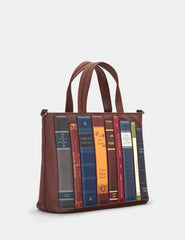 Yoshi - Bookworm Library Brown Leather Grab Bag with Detachable Shoulder Strap