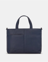 Yoshi - Jane Austen Bookworm Navy Leather Grab Bag with Detachable Shoulder Strap
