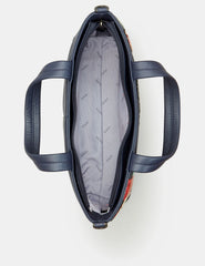 Yoshi - Jane Austen Bookworm Navy Leather Grab Bag with Detachable Shoulder Strap