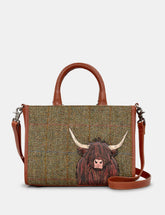Yoshi - Highland Cow Tweed Grab Bag with Detachable Shoulder Strap