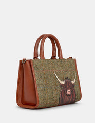 Yoshi - Highland Cow Tweed Grab Bag with Detachable Shoulder Strap