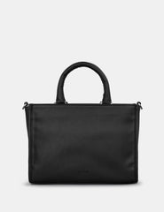 Yoshi - Vegan Leather / Faux Leather Bookworm Library Black Grab Bag with Detachable Shoulder Strap