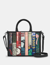 Yoshi - Vegan Leather / Faux Leather Bookworm Library Black Grab Bag with Detachable Shoulder Strap