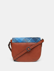 Yoshi - Highland Cow Blue Harris Tweed Flap Over Cross Body Bag