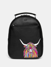 Yoshi - Highland Cow Black Leather Rucksack