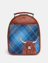 Yoshi - Highland Cow Blue Harris Tweed Rucksack