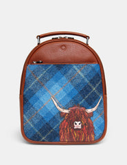 Yoshi - Highland Cow Blue Harris Tweed Rucksack