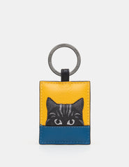 Yoshi - Colour Block Cat Leather Key Ring