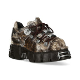 NEW ROCK - M-120N-C114 Cow Fur Lace Up Tower Shoes