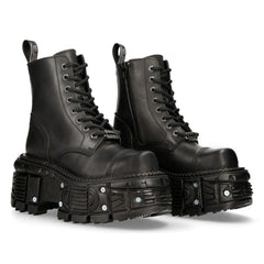NEW ROCK - TANK083-C1 - Black Lace Up Combat Boots