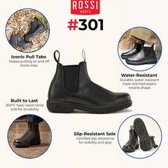 Rossi - 303 Endura Black Leather Chelsea Boots