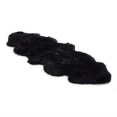 Large Silky Soft Black Genuine Sheepskin Rug