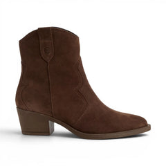 Tamaris - Women's Brown Suede Western Style Ankle Boots 25702-41