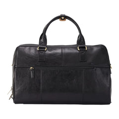 Black Vintage Leather Holdall With Detachable Shoulder Strap