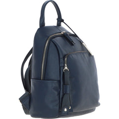 Ladies Navy Leather Rucksack