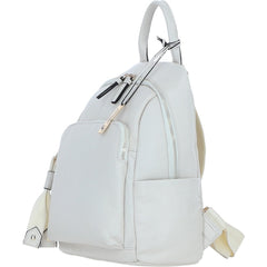 Ladies White Leather Rucksack
