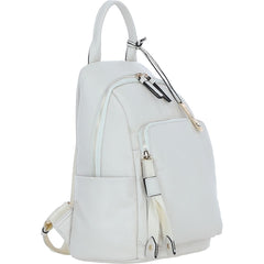 Ladies White Leather Rucksack