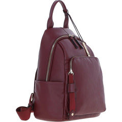 Ladies Deep Burgundy Leather Rucksack