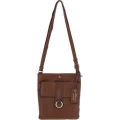 Ladies Dark Tan Leather Cross Body Bag