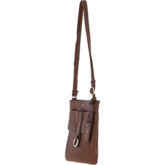 Ladies Dark Tan Leather Cross Body Bag
