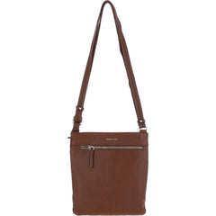 Ladies Dark Tan Leather Cross Body Bag