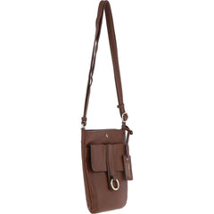 Ladies Dark Tan Leather Cross Body Bag