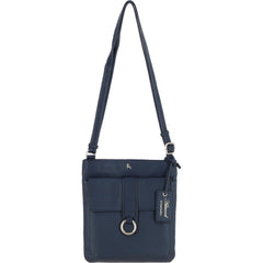 Ladies Navy Leather Cross Body Bag