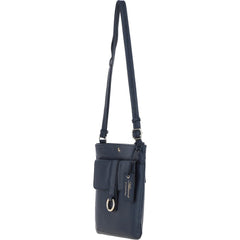 Ladies Navy Leather Cross Body Bag